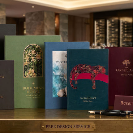 Free Design Service when you purchase 20 or menu covers
