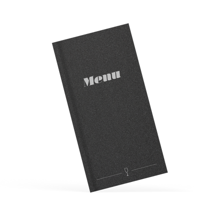 Dark grey menu with personalisation in white
