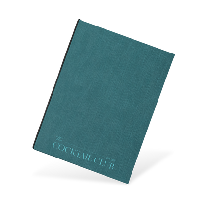 Teal menu with 'The Cocktail Club' branding on a white background